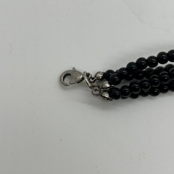 Vintage-Inspired Black Beaded Necklace With Aurora Borealis Rhinestone Pendant - Picture 13 of 13